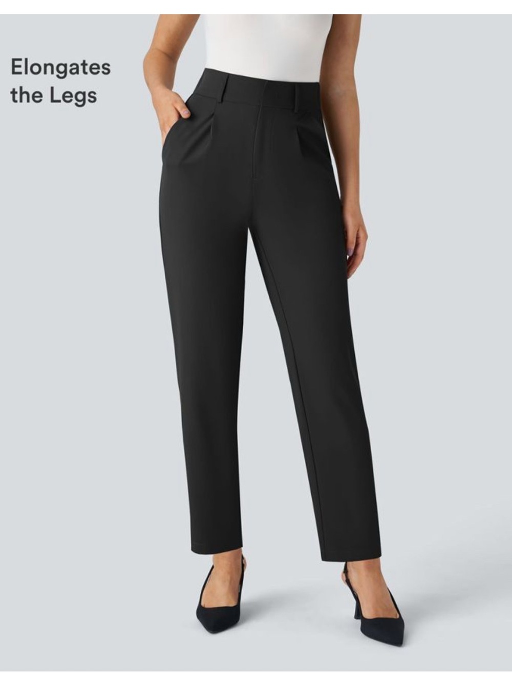 NWOT HALARA Flex High Waisted Pocket Solid Black Tapered Work Pants XL - Picture 2 of 9